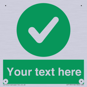 Custom green background, green circle with tick